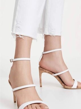 Sophia Webster White Strappy Cork-Heel Sandals
